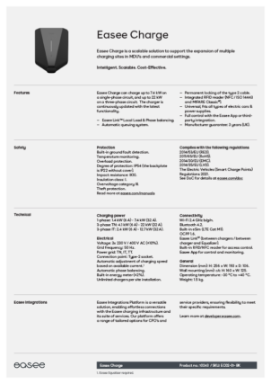Easee Charge product data sheet