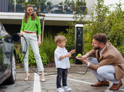 Family connecting electric car charger